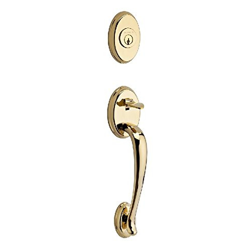 Baldwin SCCOLXCURLTRR003  Reserve Single Cylinder Handleset Columbus x Curve with Traditional Round Rose in Lifetime Brass Finish Left hand