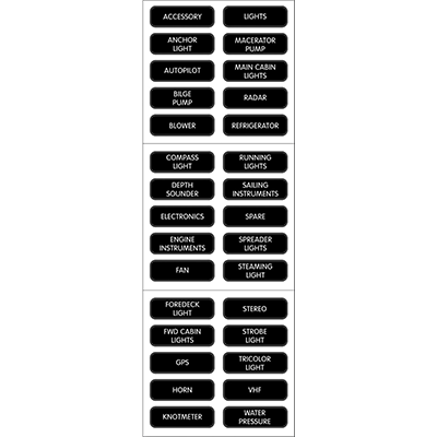 BLUE SEA SYSTEMS BS-8030 Blue Sea Systems Large Format Labels - Basic DC Panel