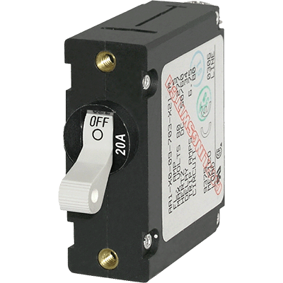 BLUE SEA SYSTEMS BS-7214 Blue Sea Systems A-Series White Toggle Circuit Breaker - Single Pole, 20A