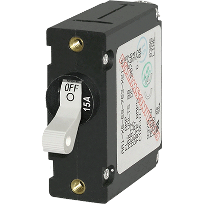 BLUE SEA SYSTEMS BS-7210 Breaker, A, 1 Pole Wht-Toggle AC/DC 15A