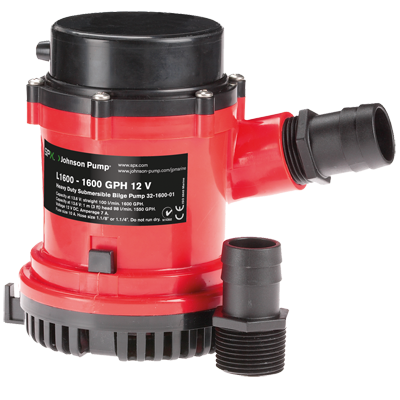 JOHNSON PUMP JP-16004-00 HD Bilge Pump,1600 GPH, 12V, No Switch
