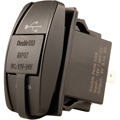 KJM KJM-USB-RSM Dual USB Charger, Rocker Switch Mount