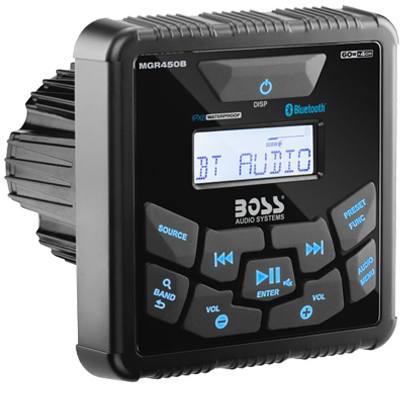 BOSS AUDIO SYSTEMS BOSS-MGR450B Marine Stereo, Square, AM/FM/MP3