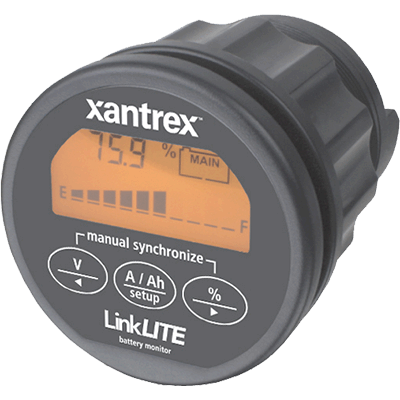 Xantrex XAN-84-2030-00 LinkLITE Battery Monitor Displays voltage, current, consumed amphours and remaining battery capacity Large backlit LCD Display Read your battery bank like a fuel gauge