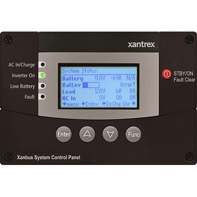 Xantrex XAN-809-0921 Freedom SW Xanbus System Control Panel (SCP) For use with Freedom SW 2012 (815-2012) & Freedom SW 3012 (815-3012) Inverter/Chargers, Graphical 128x64 pixel LCD display