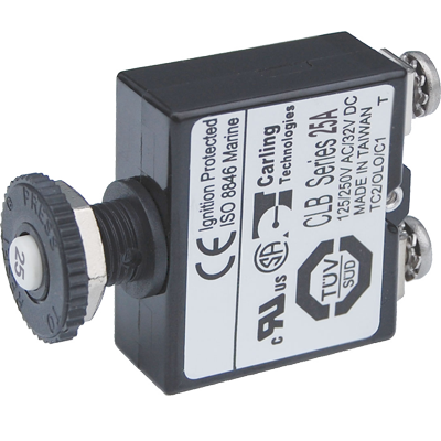 BLUE SEA SYSTEMS BS-2135 Blue Sea Systems Push Button Reset Only Screw Terminal 25A Circuit Breaker