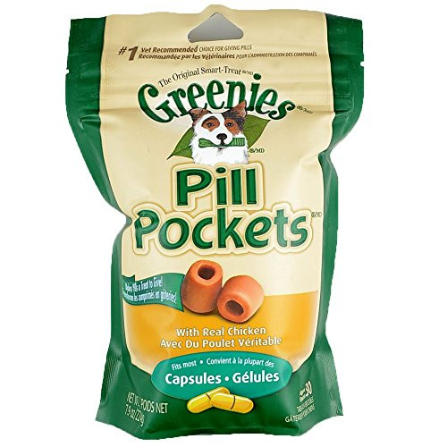 Greenies GR04541 PILL POCKETS Capsule Size Natural Dog Treats Chicken Flavor, 7.9 oz. Pack (30 Treats).