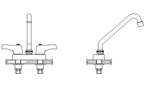 Delta 27C4233-S8  27T: Two Handle 4" Deck-Mount Faucet CHROME