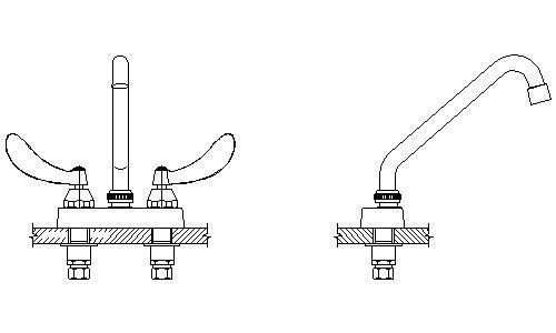 Delta 27C4254 Commercial 27C4 / 27C5 / 27C6 Two Handle 4"" Deck Mount Faucet 138150