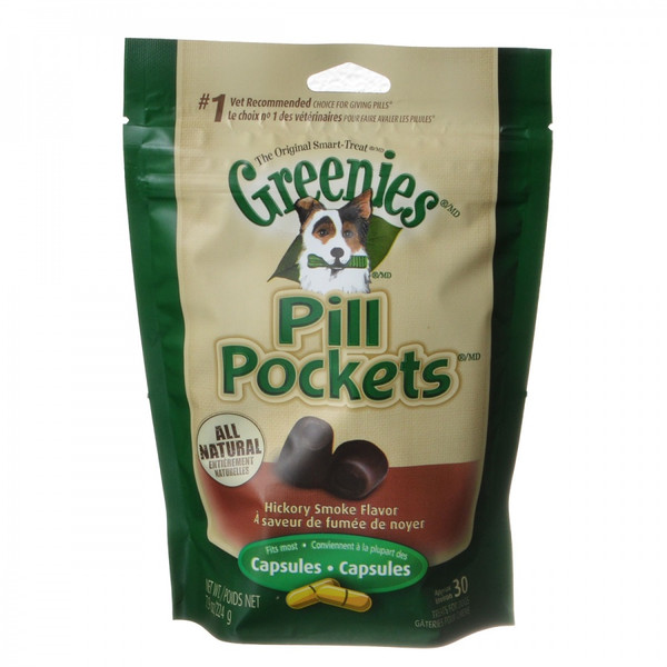 Greenies GR10127 PILL POCKETS Capsule Size Natural Dog Treats Hickory Smoke Flavor, 7.9 oz. Pack (30 Treats).