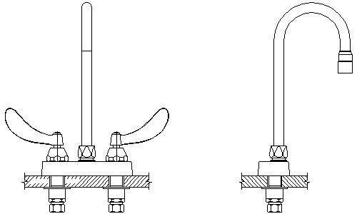 Delta 27T4944  27T: Two Handle 4" Deck-Mount Faucet CHROME