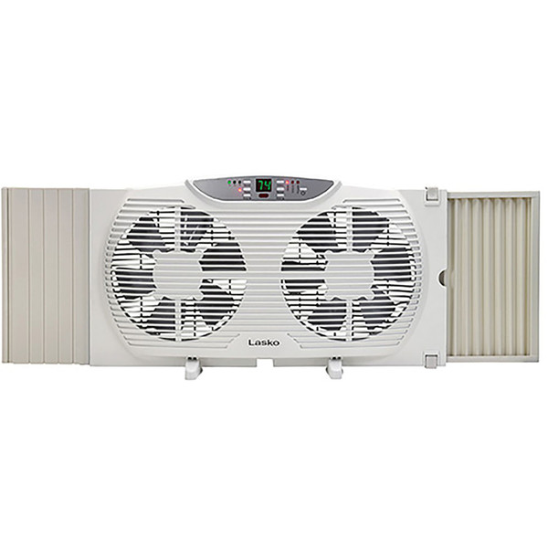 Lasko W09550 Electrically Reversible Twin Window Fan with Remote Control White