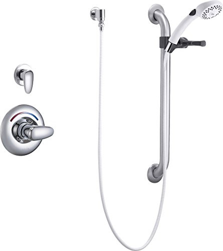 Delta T13H302  Universal Dual Shower Trim, Diverter, Hand Shower, and Grab Bar (Valve sold separately)