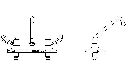 Delta 26C3222 Commercial 26C3 Two Handle 8"" Cast Deck Mount Faucet 148958