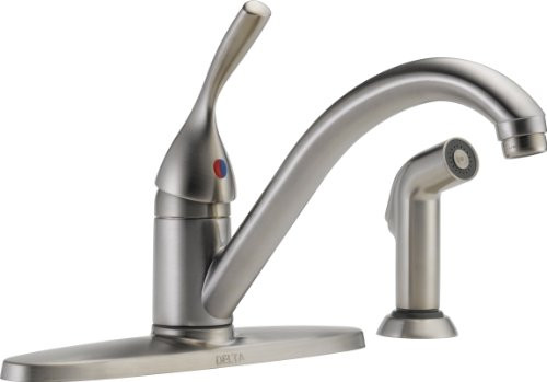 Delta 400-SS-DST Kitchen Faucet Low Lead Single Handle 8 " L Classic Series 8 " Centers Stainless