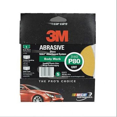 3M MMM31443 31443 Job Packed Abrasives Stikit Gold Disc, 6 in. P80A, 5 Discs per pack.