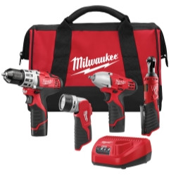 MILWAUKEE MLW2493-24 M12™ 4 Piece Automotive Combo Kit Electric Tools.