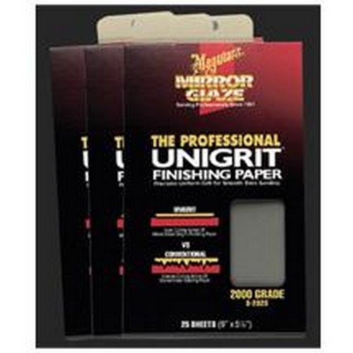 Meguiars MEGS2025Meguiars S2025 Mirror Glaze Unigrit Finishing Paper 2000 Grit (25 sheets)