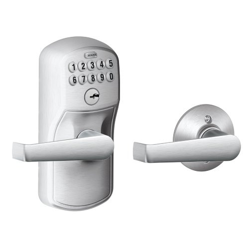 SCHLAGE FE575PLY626ELA FE575 Plymouth By Elan Keyed Entry Auto-Lock Electronic Keypad with 16211 Latch 10063 Strike Satin Chrome Finish 043156892112 .
