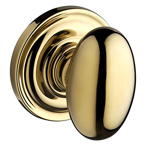 Baldwin PVELLTRR003 Hardware Reserve Ellipse Privacy Knob with Traditional Round Rose in Lifetime Polished Brass Finish 884011464408 .