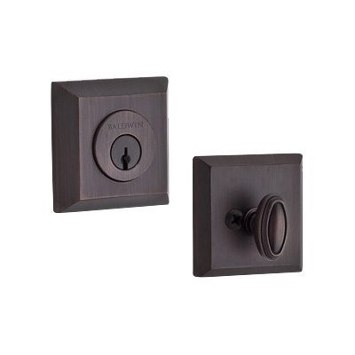 Baldwin SCTSD112  Reserve Single Cylinder Traditional Square Deadbolt in Aged Bronze Finish