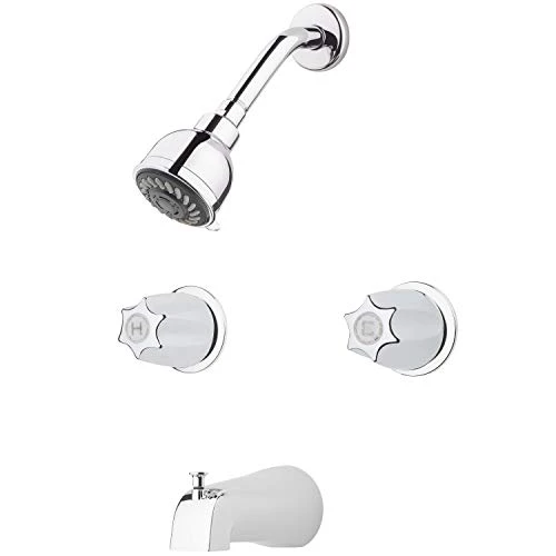Pfister LG03-6120 2-Handle Tub & Shower Faucet with Metal Knob Handles in Polished Chrome