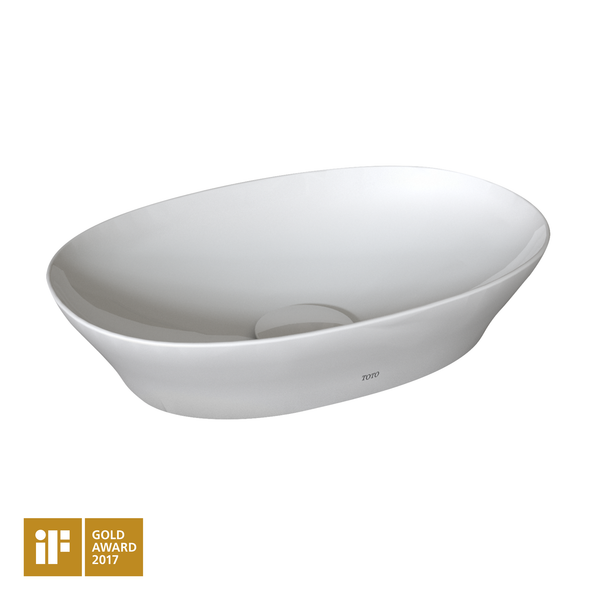 Toto LT473G#01 Kiwami Oval 16 Inch Vessel Bathroom Sink With Cefiontect, Cotton White LT473G01
