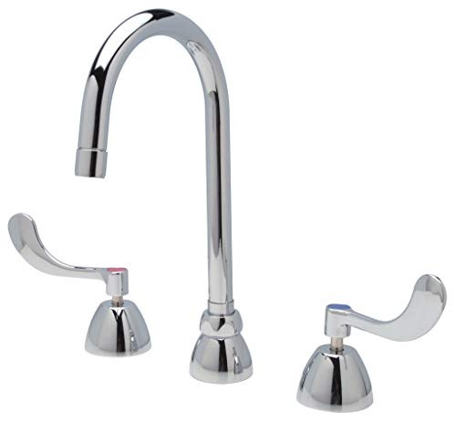 Zurn ZZ831B4XL17F  Widespread Faucet with 5-3/8" Gooseneck and 4" Wrist Blade Handles, 1.5 GPM Vandal-Resistant Pressure Compensating Female Aerator