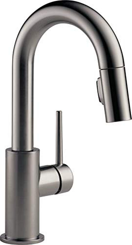 Delta D9959KSDST Trinsic Single Handle Pull-Down Bar/Prep Faucet Black Stainless 9959KSDST.