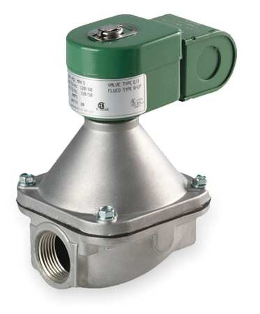 ASCO 68660 Aluminum Body High Pressure Pilot Operated Fuel Gas Shutoff Valve, 3/4" Pipe Size, 2-Way Normally Closed, Nitrile Butylene Sealing, 1.25" Orifice, 12 Cv Flow, 120V/60 Hz, 110V/50 Hz.