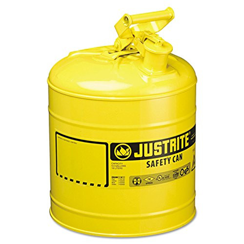 Justrite JUS7150200 Yellow Metal Safety Can Type 1 Five Gallon Capacity For Diesel Fuel And Other Flammable Liquids 697841140301 .