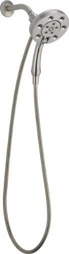 Delta 58472-SS Faucet 4-Spray H2Okinetic In2ition 2-in-1 Dual Hand Held Shower Head with Hose and Magnetic Docking, Stainless