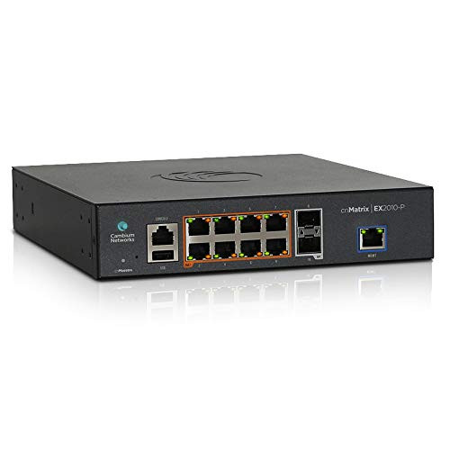 Cambium Networks, Ltd MX-EX2010PxA-U cnMatrix EX2010-P Intelligent Ethernet PoE Switch 8 1G and 2 SFP fiber ports - USA power cord MXEX2010PxAU.