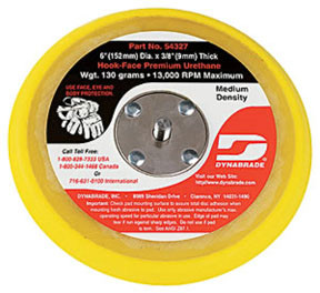 Dynabrade DYN-54327 6-Inch Diameter Hook-Face Short Nap 3/8-Inch Thick Urethane Medium Density 5/16-Inch-24 Male Thread Non-Vacuum Disc Pad, Orange.