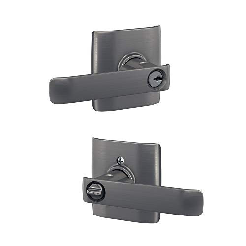 SCHLAGE F51ACYB619DLT  Custom Clybourn Single Cylinder Keyed Entry Door Lever Set with Dalton Trim