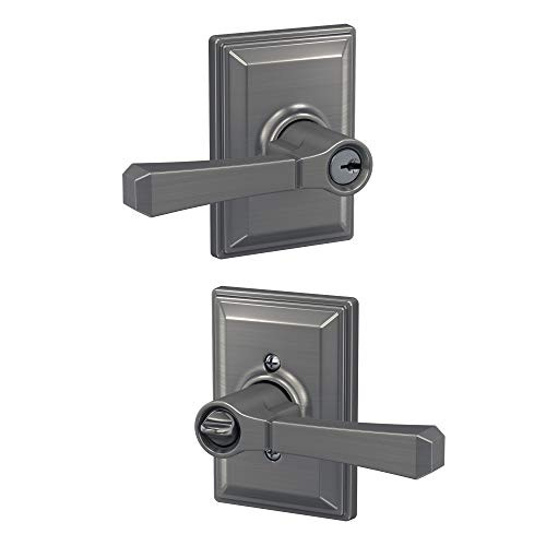 SCHLAGE F51ARVT619GDV  Custom Rivington Single Cylinder Keyed Entry Door Lever Set with Grandville Trim