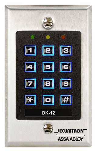 Securitron DK12 Single Gang Digital Keypad System with Illuminated Keys, 99 User Code Capability