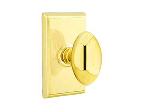 Emtek 8521EUS3NL Full Dummy Set, Rectangular Rosette, Egg Knob, Unlacquered Brass