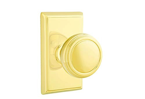 Emtek 8121NWUS3NL Passage Set, Rectangular Rosette, Norwich Knob, Unlacquered Brass US3NL