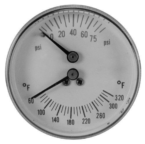 PASCO SPECIALITY 1435 COMPOUND GAUGE 75PSI-320F TEMP/PRESSURE