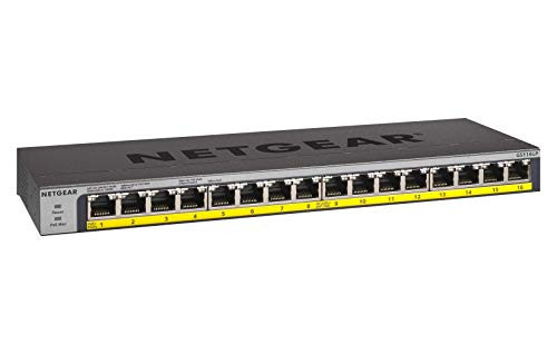 Netgear GS116LP-100NAS 16-Port PoE/PoE+ Gigabit Ethernet Unmanaged Switch with 76W PoE Budget (GS116LP)