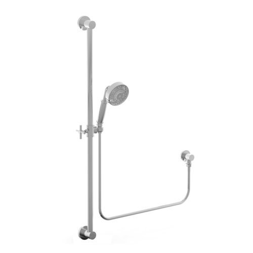 Ginger USA N280F/26 Brass 280F Multi-Function Hand Shower Package with Slide Bar, Hose, and, Polished Chrome