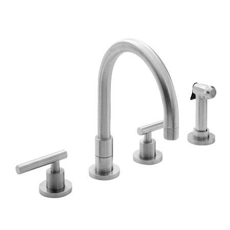 Ginger USA N9911L/56 Brass 9911L East Linear Double Handle Widespread Kitchen Faucet with Sid, Flat Black