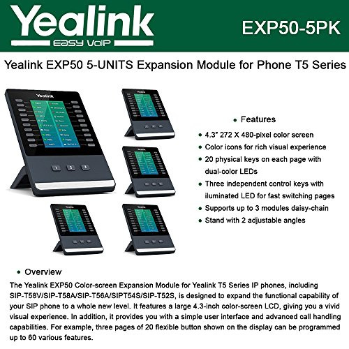 Yealink EXP50 Expansion Module for SIP-T58V, SIP-T58A, SIP-T56A, SIP-T54S, SIP-T52S and Microfiber Cloth | #YEA--B