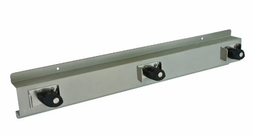 Bradley 9953-000000  Stainless Steel 3 Hooks Mop and Broom Holder, 24" Length x 4" Height