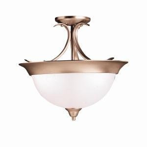 KICHLER 3623NI , Dover Round Glass Semi Flush Ceiling Lighting, 3 Light, 180 Watts, Brushed Nickel