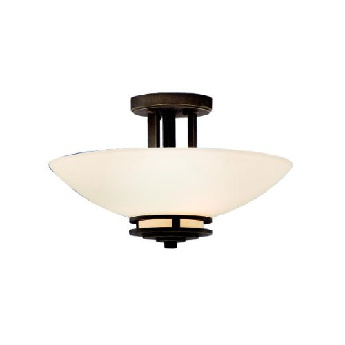 KICHLER 3674OZ Lighting 2-Light Hendrik Incandescent Semi-Flush Mount Ceiling Light, Old Bronze by Lighting