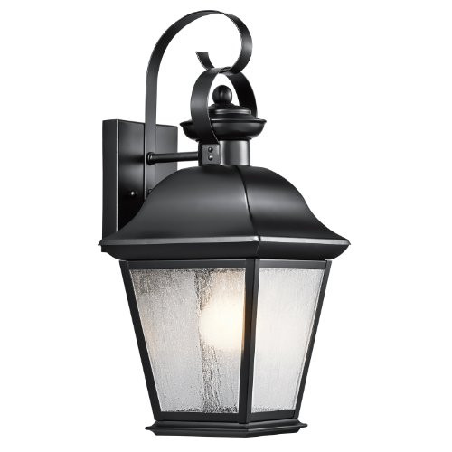 KICHLER 9708BK Mount Vernon 1-Light 17-Inch Outdoor Wall Lantern, Black Finish with Clear Seedy Glass by Lighting