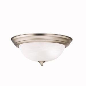 KICHLER 8109NI Lighting Transitional 2-Light Flush Mount Fixture, Brushed Nickel Finish with Alabaster Swirl Glass