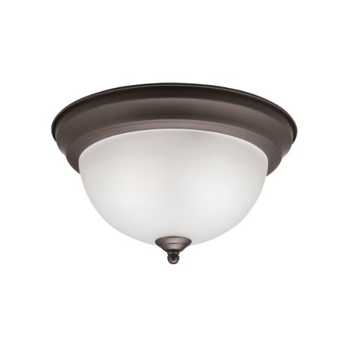 KICHLER 8111OZ Lighting 2-Light 11- Inch Flush Mount, Olde Bronze Finish with Satin Etched Glass